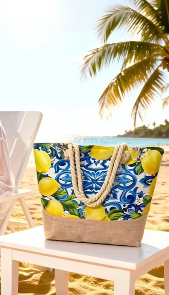Lemon Love Beach Bag