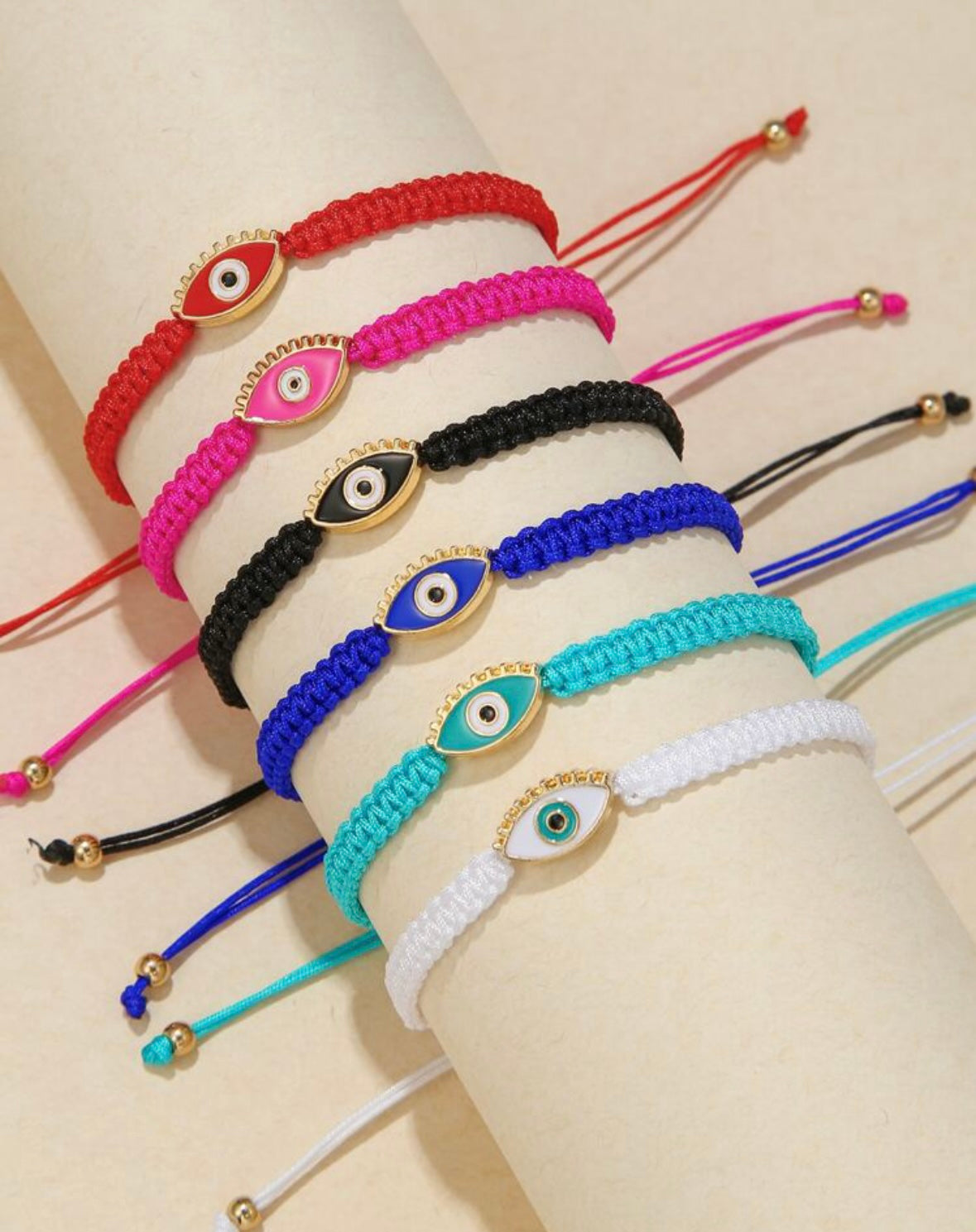 Adjustable Enamel Evil Eye Bracelet