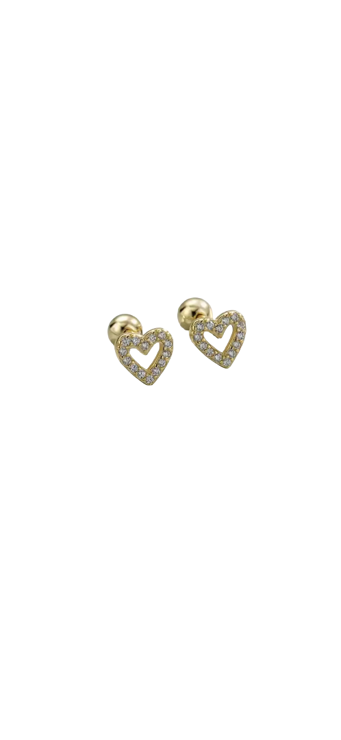 NEW - Heart 925 Sterling Stud Earrings (Gold)