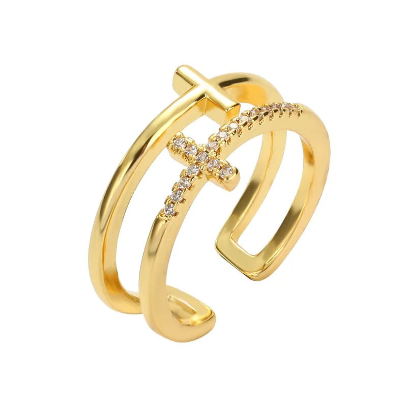 Double Cross Ring (Gold)