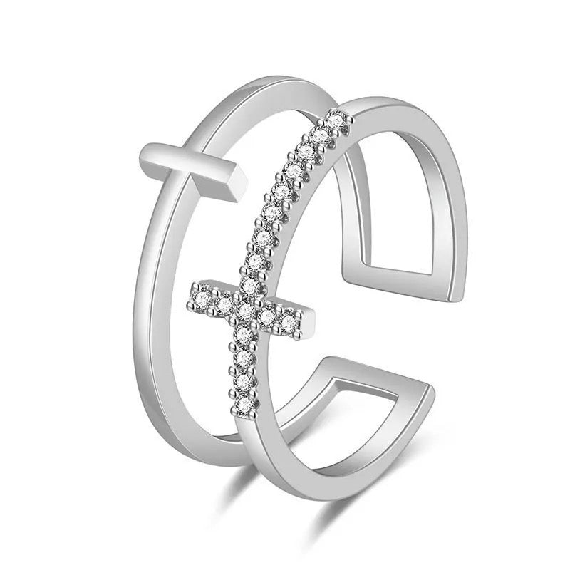 Double Cross Ring (Silver)