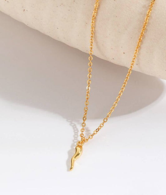 Dainty Mini Horn Cornicello 925 Necklace