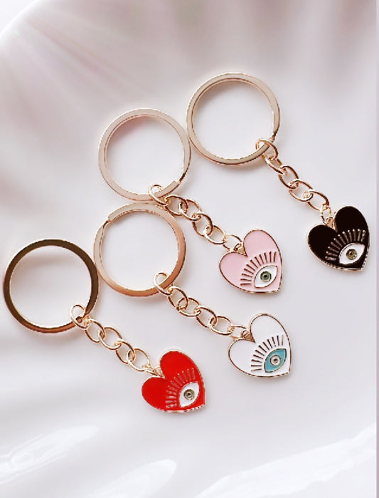 Heart Evil Eye Keychain