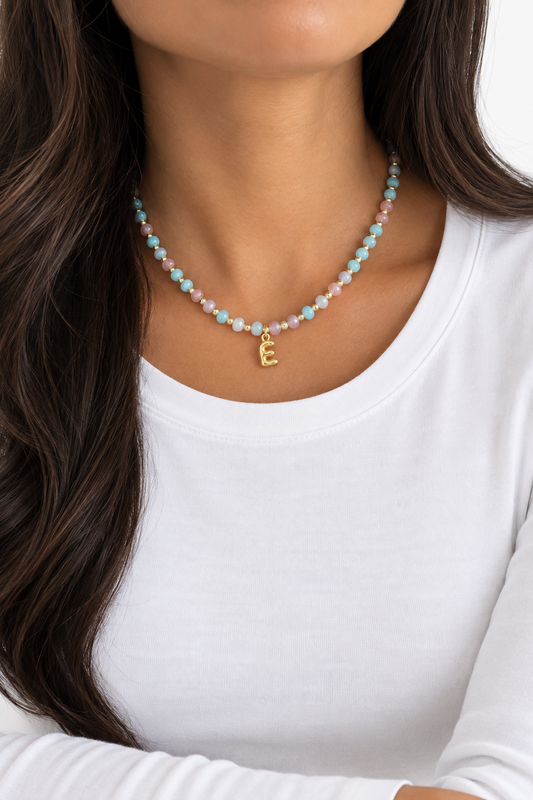 Pastel Rondelle Initial Necklace