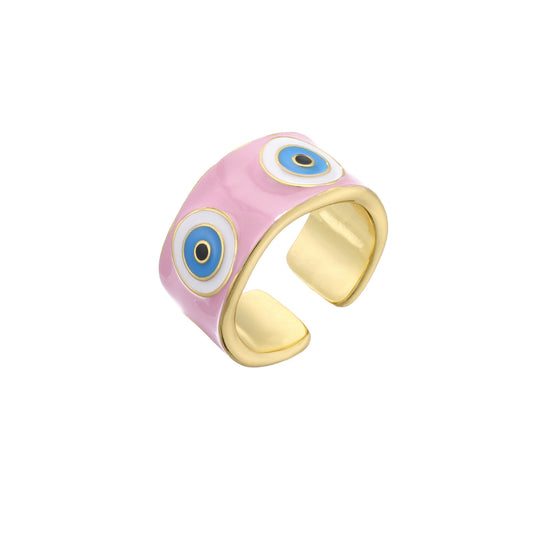 Chunky Evil Eye Ring (Pink Color)