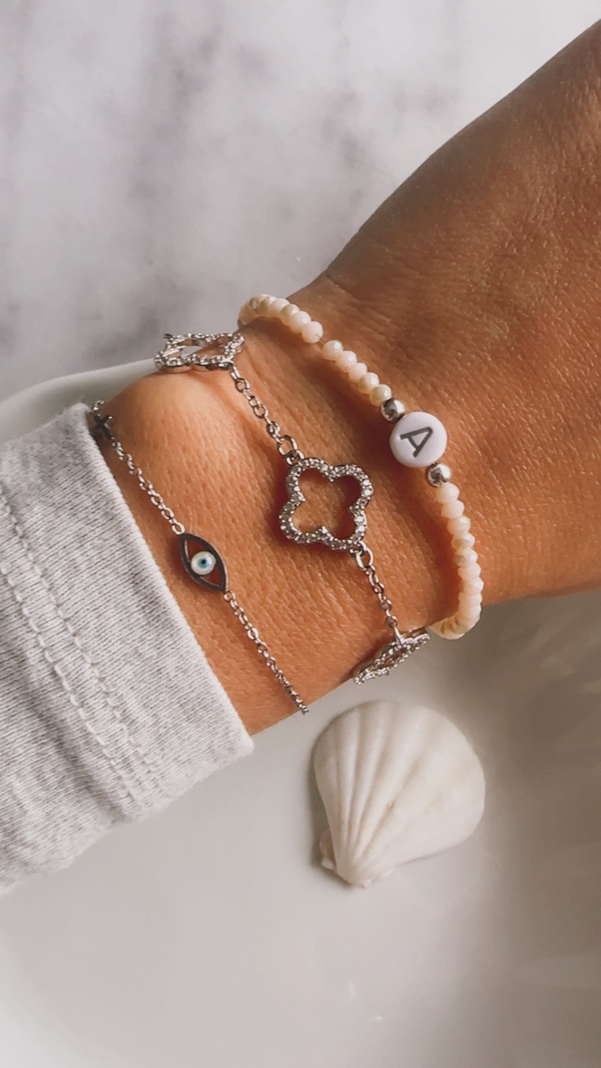 Glitz Clover Chain Bracelet (Silver)