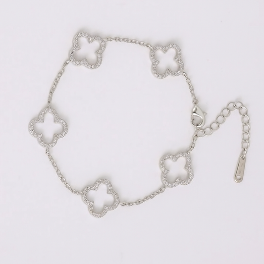 Glitz Clover Chain Bracelet (Silver)