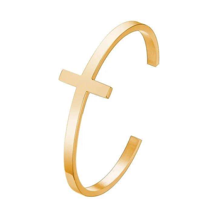 Faith Cross Bangle (Gold)