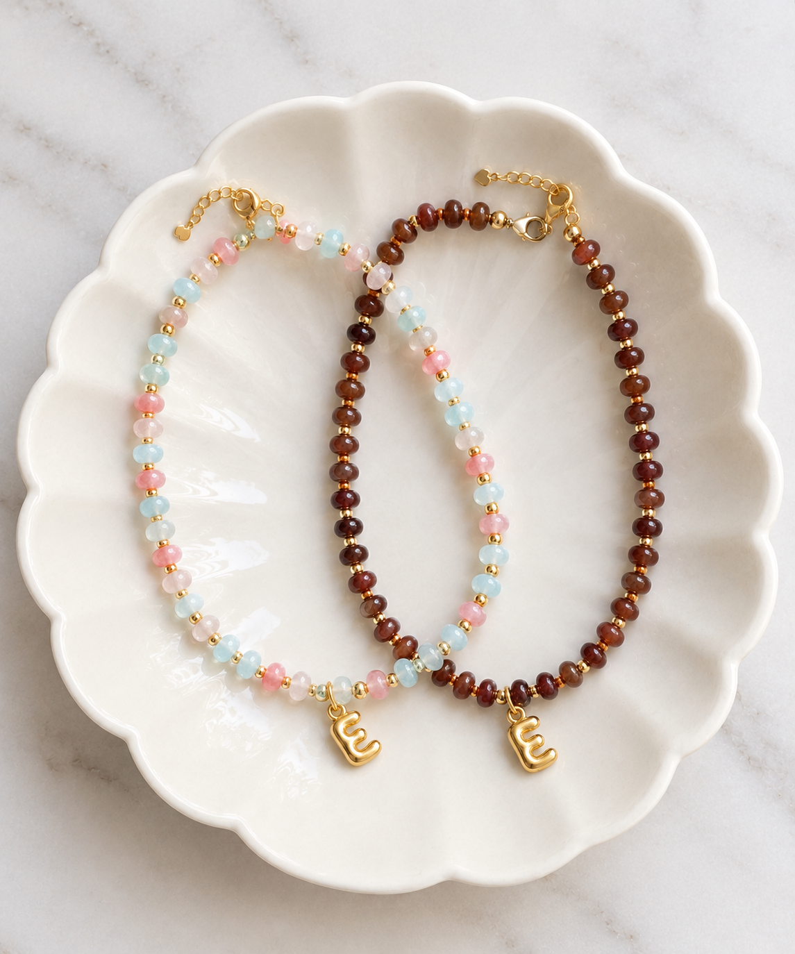 Rondelle Initial Necklace