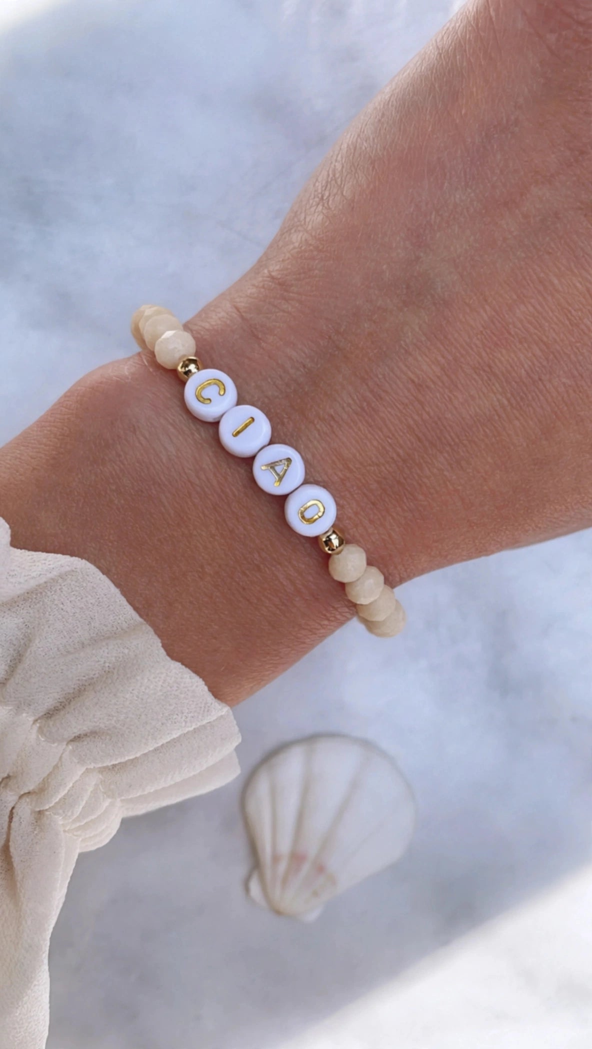 Large Shiny Faceted Bead Name Bracelet (6mm)