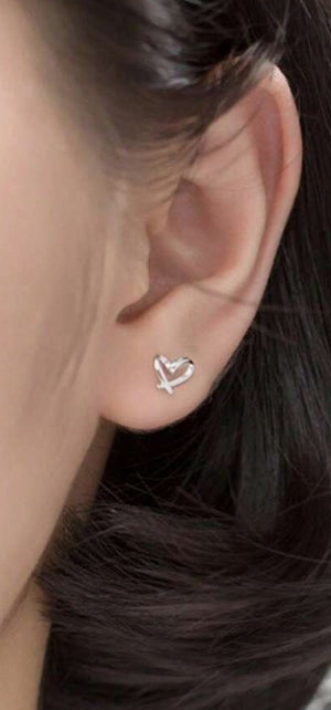 NEW - Ribbon Amore Stud Earrings (Silver)