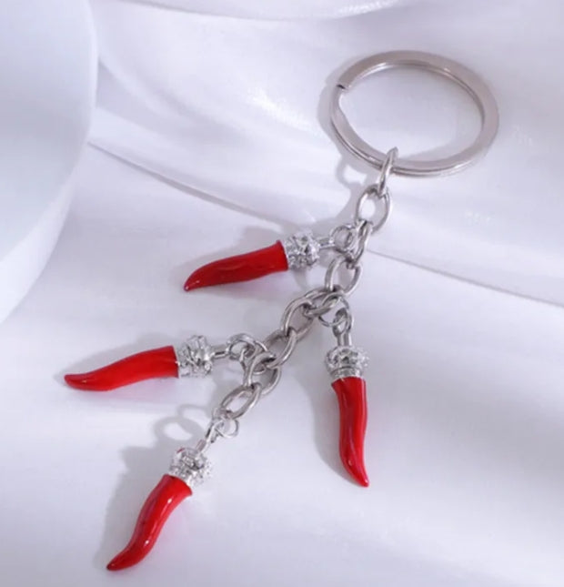 Cornicello Keychain (Silver)