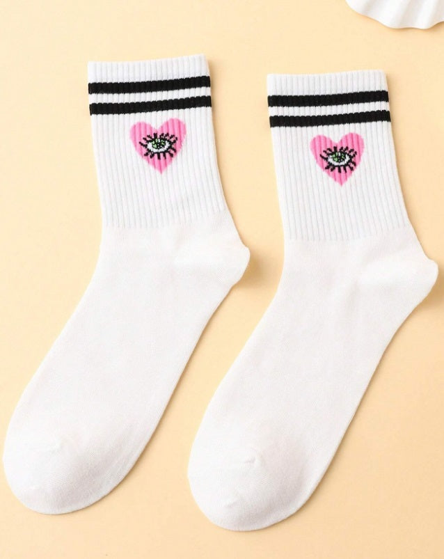 Pink Evil Eye Crew Socks