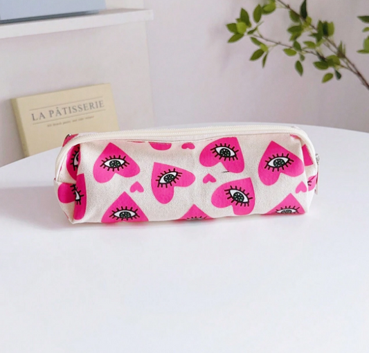 Pink Evil Eye Cosmetic Makeup Case