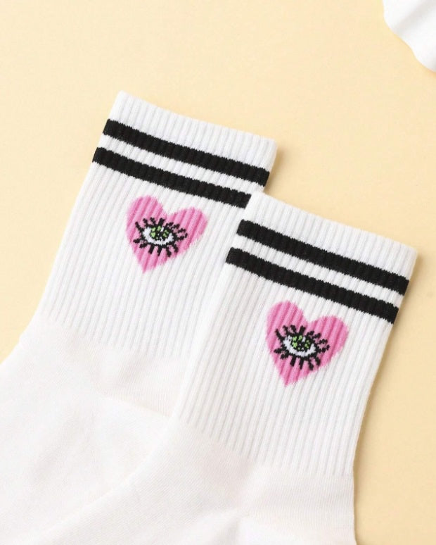 Pink Evil Eye Crew Socks