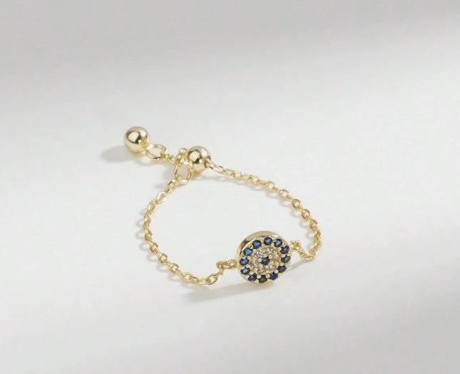 Evil Eye 925 Adjustable Mati Ring (Gold)