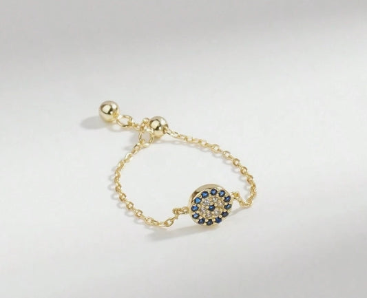 Evil Eye 925 Adjustable Mati Ring (Gold)