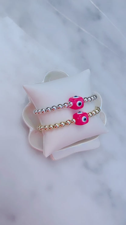 Hot Pink Cube Mati Bracelet