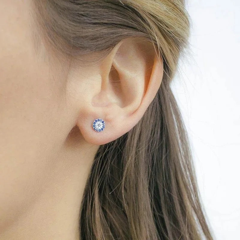 Evil Eye Stud Earrings | Silver Zen Jewellery | Henryka UK